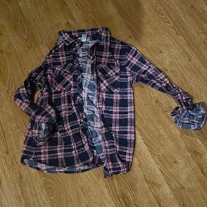 Pink and Navy Flannel